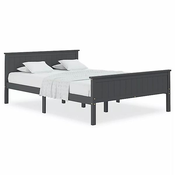 vidaXL Bettgestell Massivholzbett Grau Kiefer 160x200 cm Bett Bettgestell D günstig online kaufen