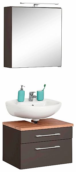 welltime Badmöbel-Set "Davos" 2 Stk. tlg. Spiegelschrank und Waschbeckenunt günstig online kaufen