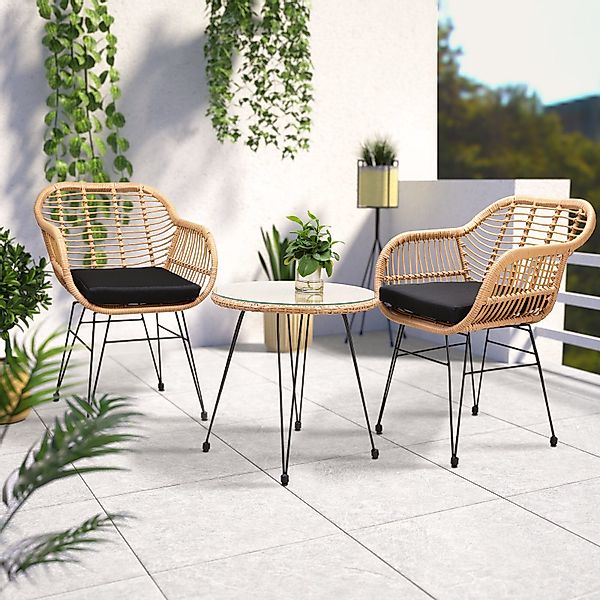Casaria Balkonset Bali, (3-tlg), Rattan-Optik 5cm günstig online kaufen