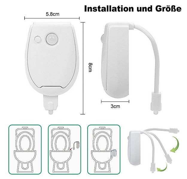 Rosnek Nachtlicht PIR-Bewegungssensor, mit Batteriebetrieb, für Kinder-Bade günstig online kaufen