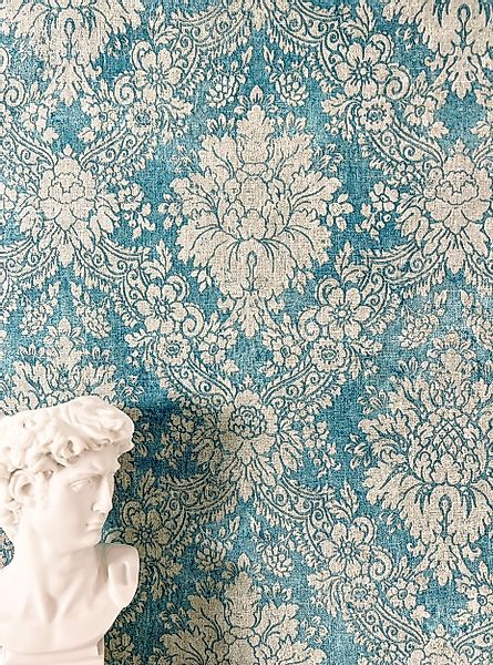 Newroom Vliestapete, Blau Tapete Vintage Ornamente günstig online kaufen
