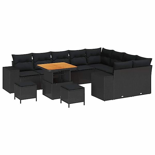 vidaXL Garten-Sofa-Set 12-Tlg Schwarz Poly Rattan 3362039 günstig online kaufen