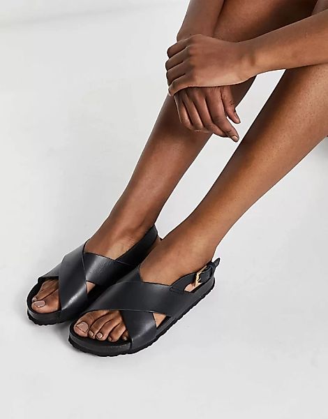 Kaltur – Flache Sandalen aus schwarzem Leder günstig online kaufen
