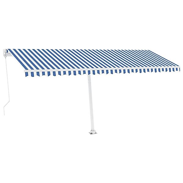 furnicato Standmarkise Manuell Einziehbar 500x300 cm Blau/Weiß günstig online kaufen
