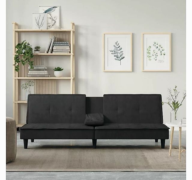 vidaXL Sofa Schlafsofa mit Getränkehaltern Schwarz Samt Schlafcouch Sofa Co günstig online kaufen