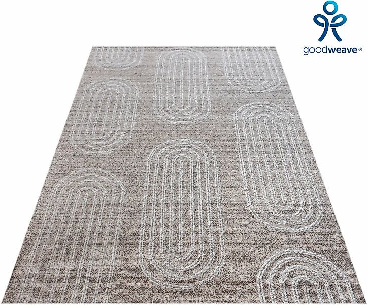 my home Wollteppich "Boras, handgefertigt, Wolle, Hoch-Tief-Struktur," rech günstig online kaufen