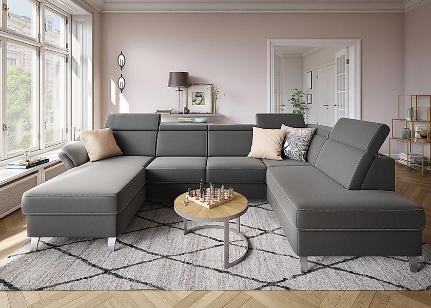 sit&more "Vincenzo U-Form" inklusive Kopfteilverstellung, wahlweise mit Bet günstig online kaufen