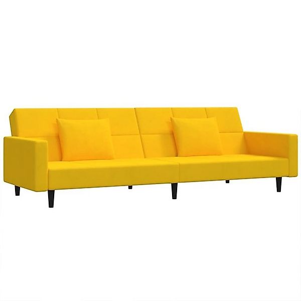 vidaXL Sofa Schlafsofa 2-Sitzer mit 2 Kissen Gelb Samt günstig online kaufen