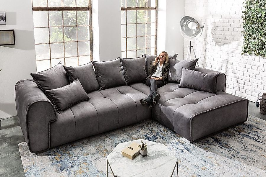 riess-ambiente Ecksofa CLAN 320cm anthrazit, Eckcouch günstig online kaufen