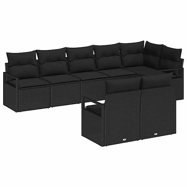 vidaXL Gartensofa-Set mit Kissen 8 Stk Schwarz Poly-Rattan 3355102 günstig online kaufen