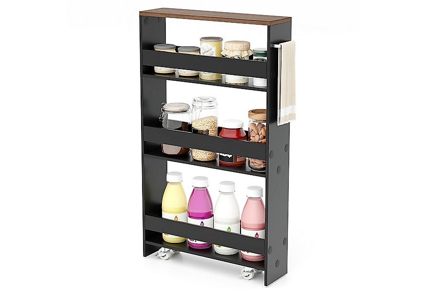COSTWAY Küchenwagen, schmal, Nischenwagen 4 Ebenen, auf Rollen, 48x12,5x81c günstig online kaufen