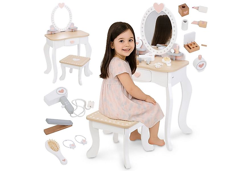 Mamabrum Spielzeug-Frisierkoffer Kinder Schminktisch – Holz Schminkkommode günstig online kaufen