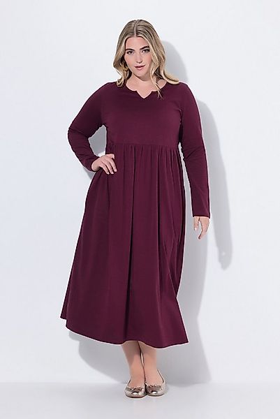 Ulla Popken Maxikleid Jersey-Maxikleid A-Linie Tunika-Ausschnitt Langarm günstig online kaufen