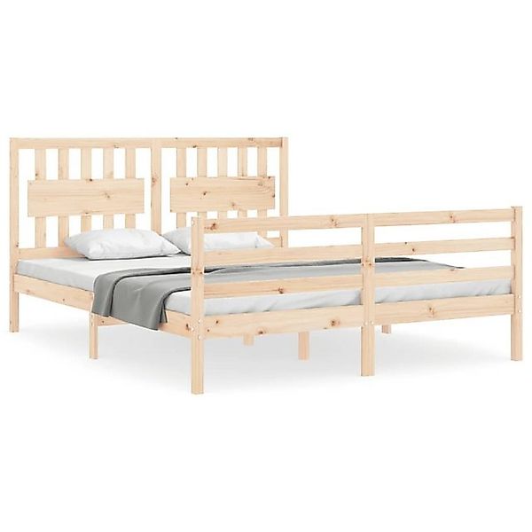 vidaXL Bettgestell, Massivholzbett mit Kopfteil 160x200 cm günstig online kaufen