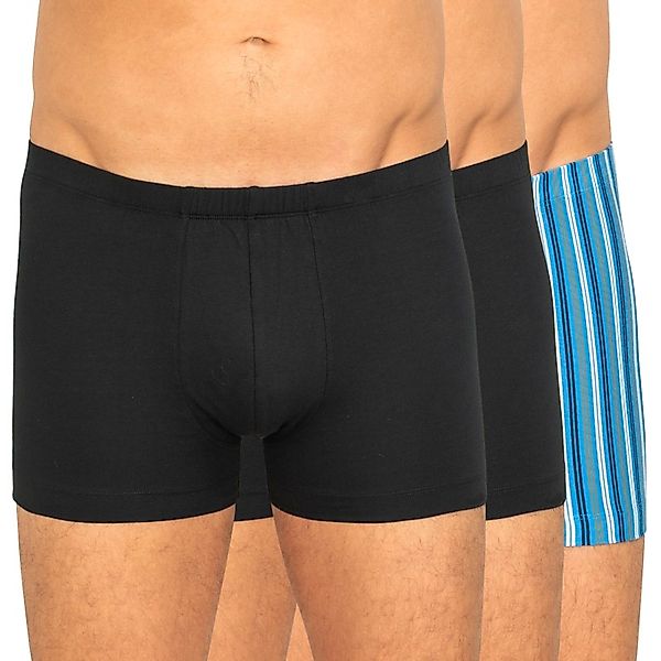 Schiesser 3-er Set Trunks Schwarz & Blau Gestreift günstig online kaufen