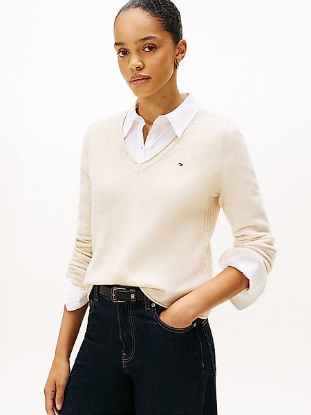Tommy Hilfiger Strickpullover SOFT WOOL V-NK SWEATER aus reiner Wolle günstig online kaufen