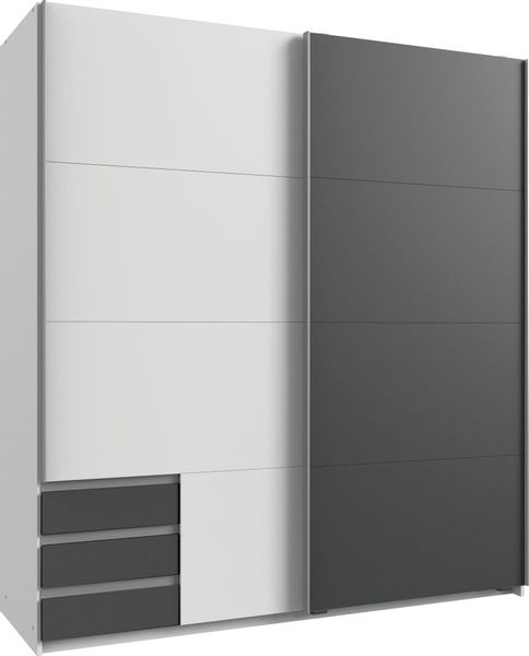 Schwebetürenschrank inkl. 3 Schubladen EMDEN von Wimex Weiß / Graphit günstig online kaufen