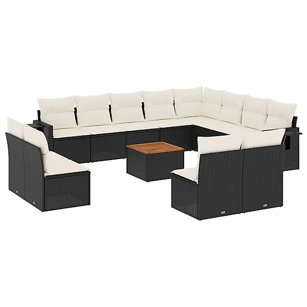 vidaXL 13-Tlg Garten-Sofagarnitur mit Kissen Schwarz Poly Rattan 3257141 günstig online kaufen