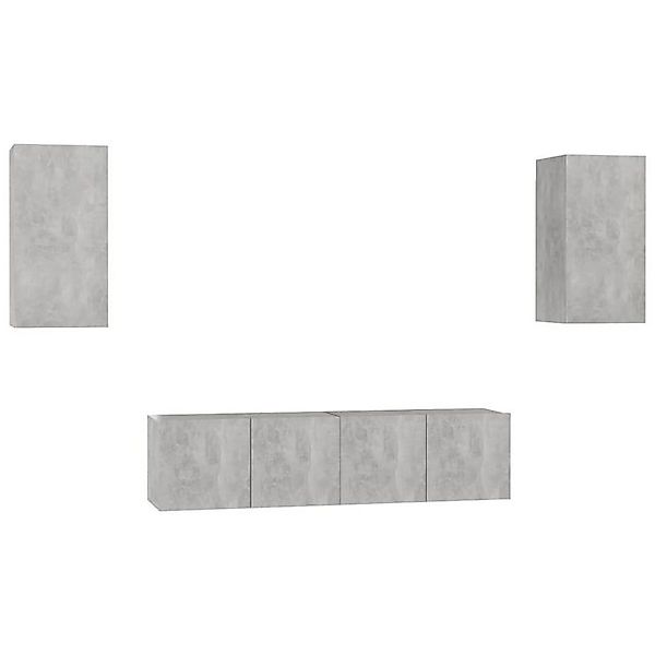 furnicato TV-Schrank 4-tlg. TV-Schrank-Set Betongrau Holzwerkstoff (1-St) günstig online kaufen