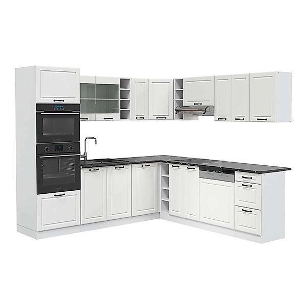 Vicco R-Line Eckküche Weiß Landhaus/Weiß 237 x 247 cm AP Anthrazit günstig online kaufen