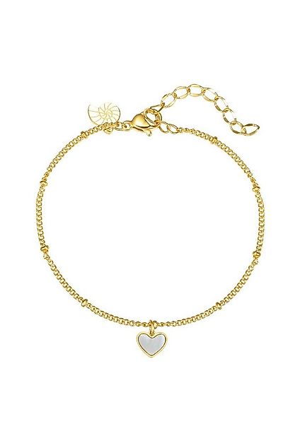 Hey Happiness Charm-Armband Perlmutt Herz, Damen Herz Muschelschale Armkett günstig online kaufen