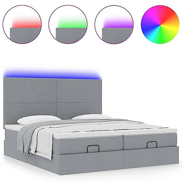 vidaXL Bett Ottoman-Bett mit Matratzen & LEDs Hellgrau 160x200 cm Stoff günstig online kaufen