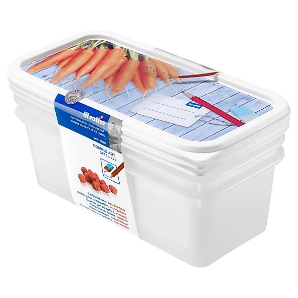 Rotho Gefrierdosen-Set Domino Karotten 1,2, Weiß 3-teilig günstig online kaufen