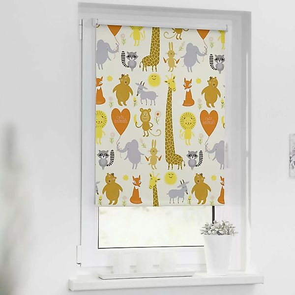 Verdunkelungsrollo Cute Animals gelb B/L: ca. 60x150 cm günstig online kaufen