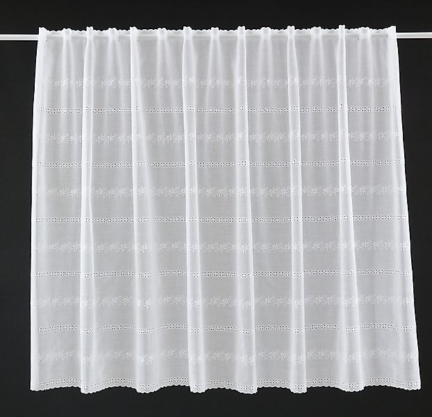 Gardinen Kranzusch Scheibengardine Batist Stickerei, Stangendurchzug, günstig online kaufen
