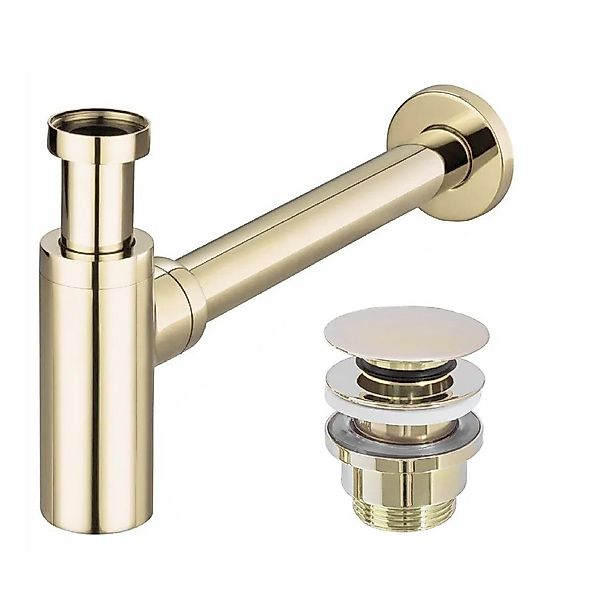 wohnwerk.idee Siphon Ablaufgarnitur Waschbecken Geruchsverschluss Gold günstig online kaufen