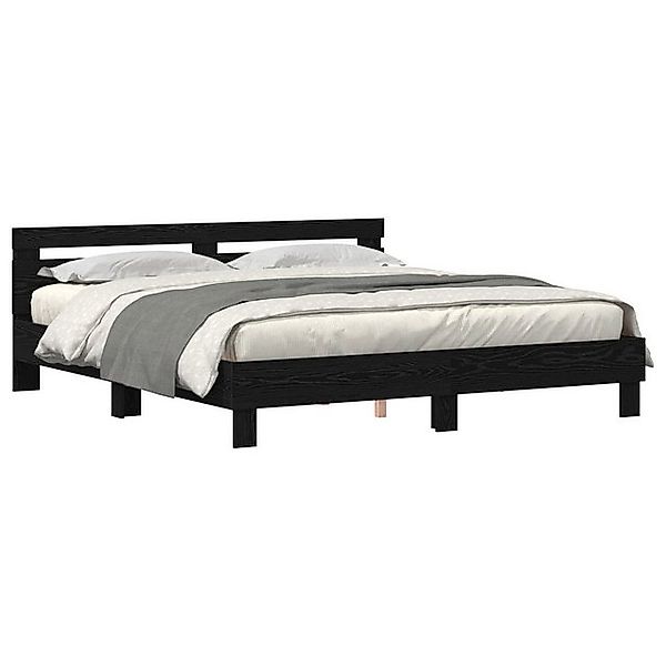 vidaXL Bett Bettgestell aus Holz Schwarze Eiche Massivholz 200 x 200 cm (1- günstig online kaufen