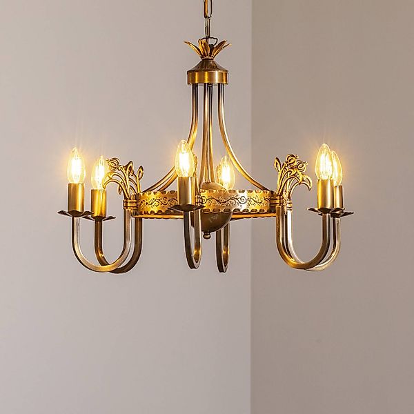 Kronleuchter Castle, hell patiniert, Ø 62 cm, Metall, 6-flg. günstig online kaufen