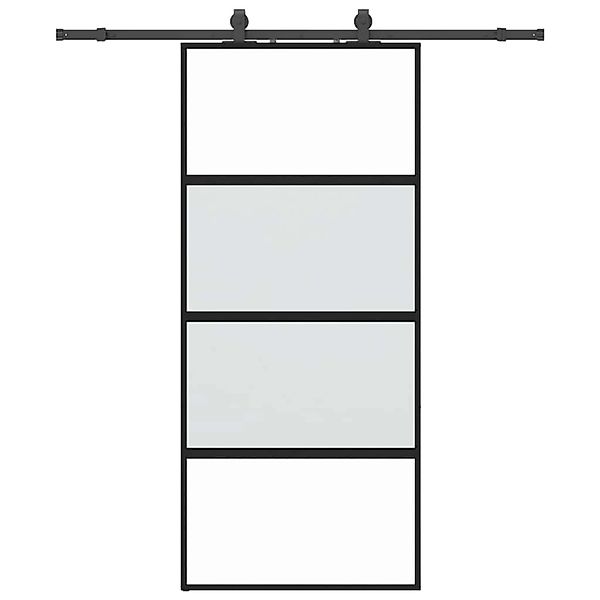 vidaXL Schiebetür mit Beschlag Schwarz 90x205 cm Hartglas 3375830 günstig online kaufen
