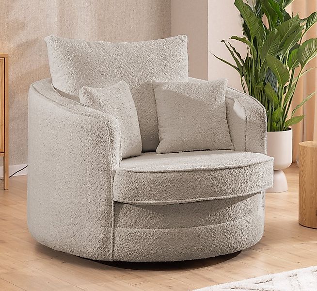S-Style Möbel Drehsessel Ted Love Seat XXL 360 Grad drehbar aus Boucle-Stof günstig online kaufen