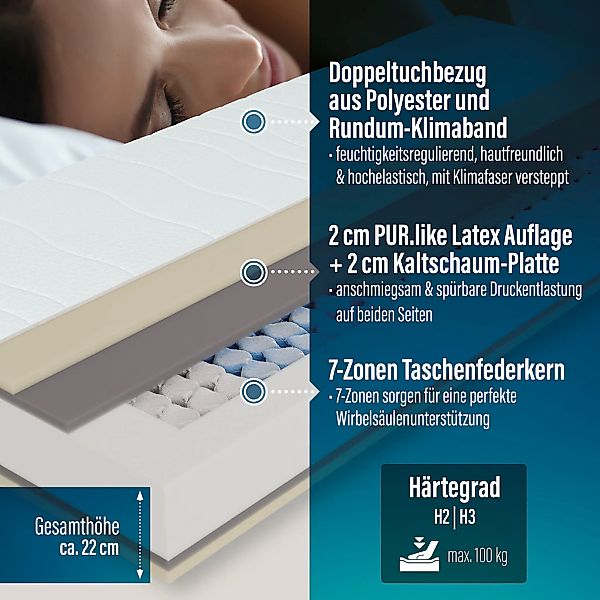 Beco Taschenfederkernmatratze "Feel Like Latex TWIN - GOLD, Matratze 90x200 günstig online kaufen