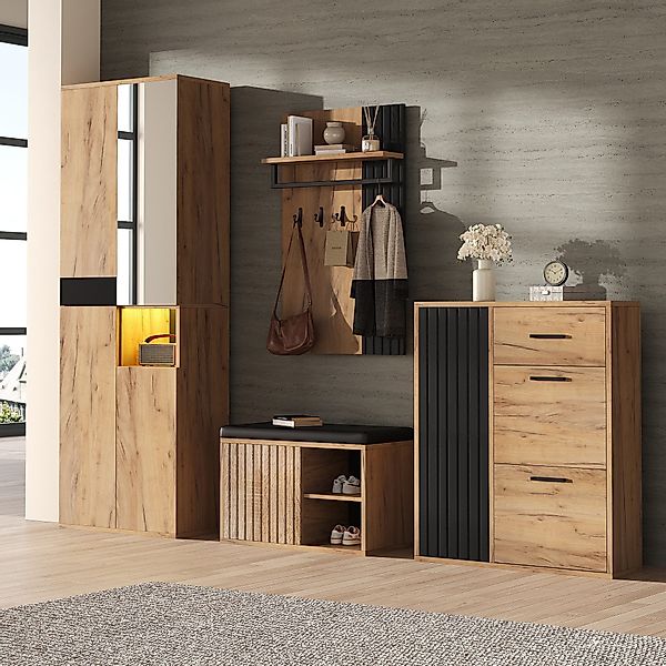 STILVORA Garderoben-Set mit Sitzbank,4er-Set Garderobenset Wandgarderoben günstig online kaufen