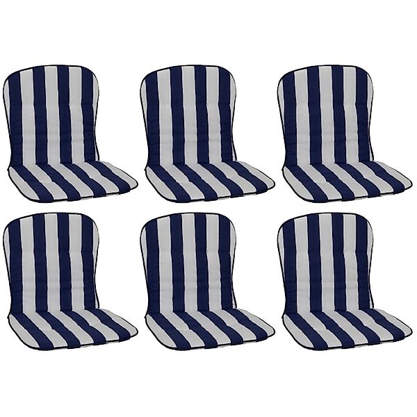 Beo Sitzauflage Niedriglehner Mono 6er-Set Blau-Weiß gestreift günstig online kaufen