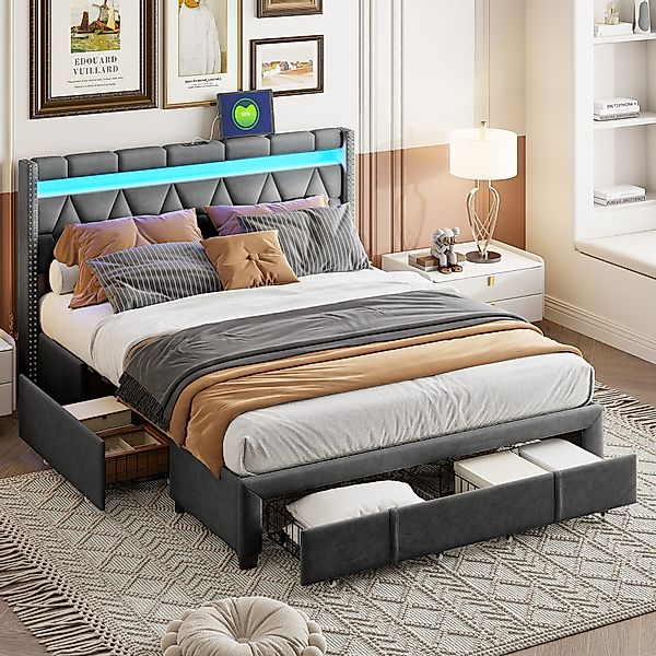 PXloue Funktionsbett Polsterbett Stauraumbett, Doppelbett, mit günstig online kaufen