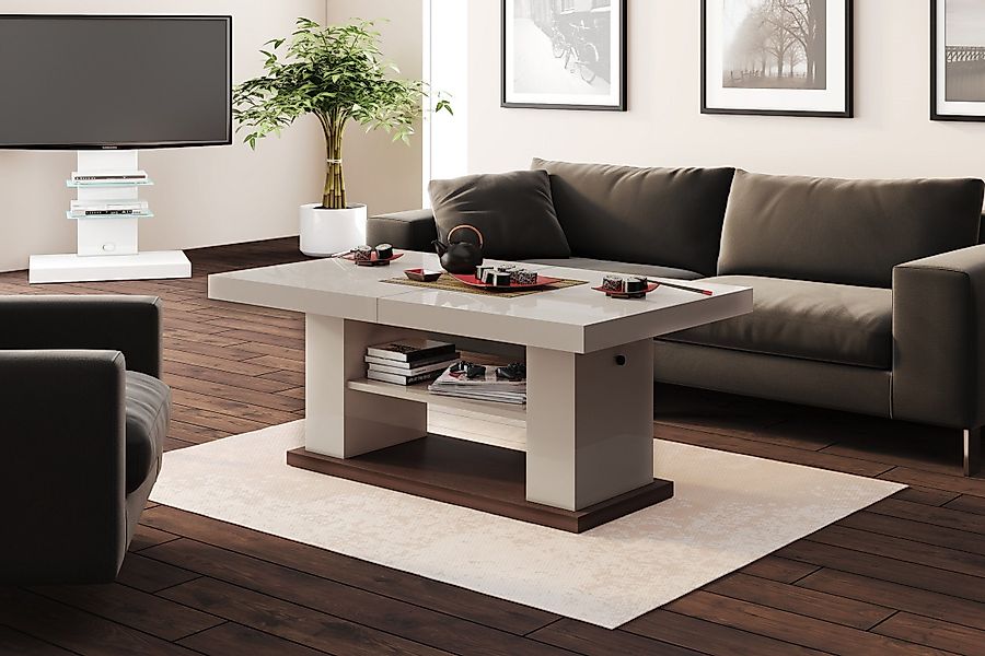 designimpex Couchtisch HN-777 Cappuccino - Nussbaum günstig online kaufen