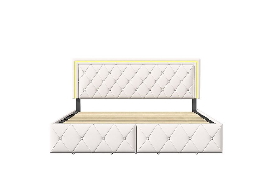 PXloue Polsterbett LED Doppelbett Stauraumbett (1 tlg., Kopfteil hochstellb günstig online kaufen