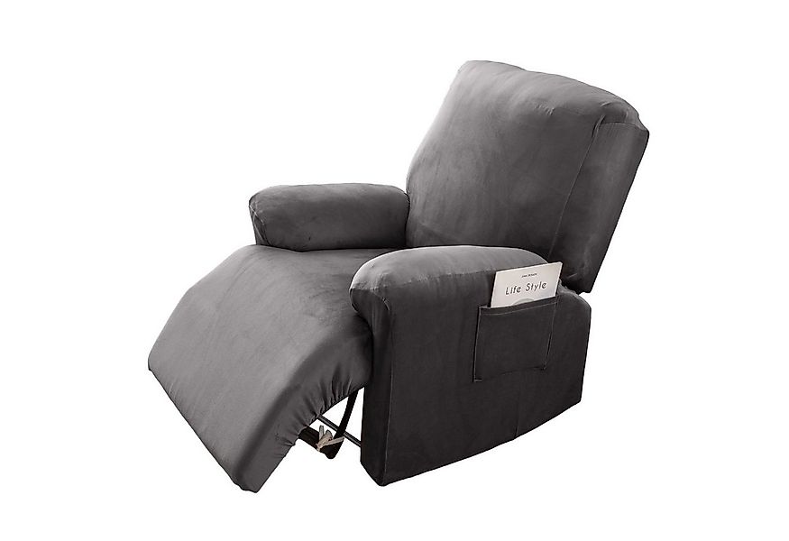 Rosnek Stuhlhusse Samt, Stretch, mit Seitentaschen, Möbelschutz für Liegest günstig online kaufen