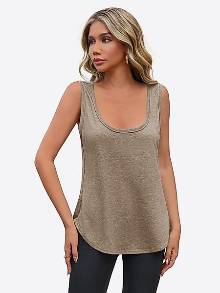 Imily Bela Tanktop Damen Loose ärmellos mit tiefem Rundhalsausschnitt Basic günstig online kaufen