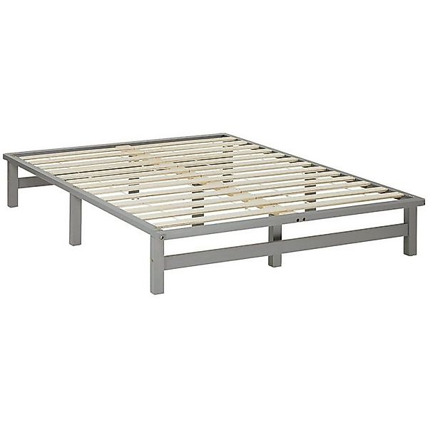 Homestyle4u Palettenbett 140 x 200 cm mit Lattenrost in Grau 2194 günstig online kaufen