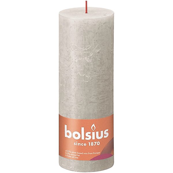 Bolsius Stumpenkerze Bolsius Rustik Stumpenkerze sandgrau, günstig online kaufen
