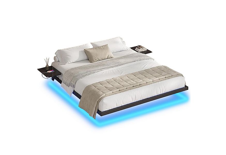 MSMASK Bettgestell LED Beleuchtung und Ladestation, Schwarz (Ohne Matratze) günstig online kaufen