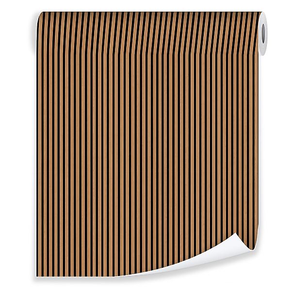 Wallarena Vliestapete Braun Holz Lamelleneffekt Wohnzimmer günstig online kaufen