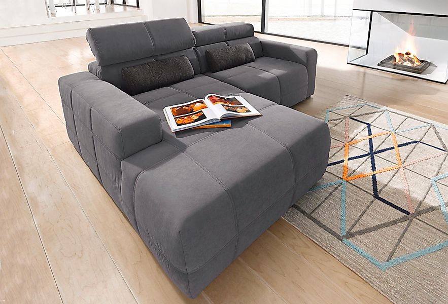 DOMO collection Ecksofa »Brandon, inkl. Kopfteilverstellung, B/T/H: 214/100 günstig online kaufen
