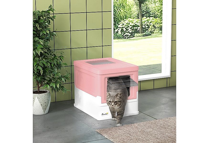 PawHut Katzentoilette Katzenklo mit Deckel Katzenhaus mit Bodenschale und S günstig online kaufen
