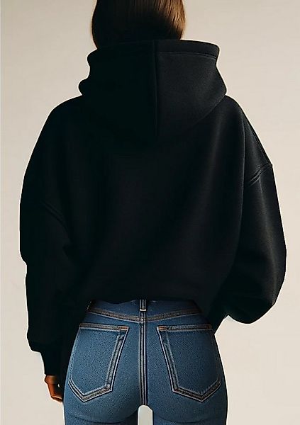 RMK Hoodie Damen Kapuzenpullover Pullover Loose Fit Oversize Be Happy Glück günstig online kaufen