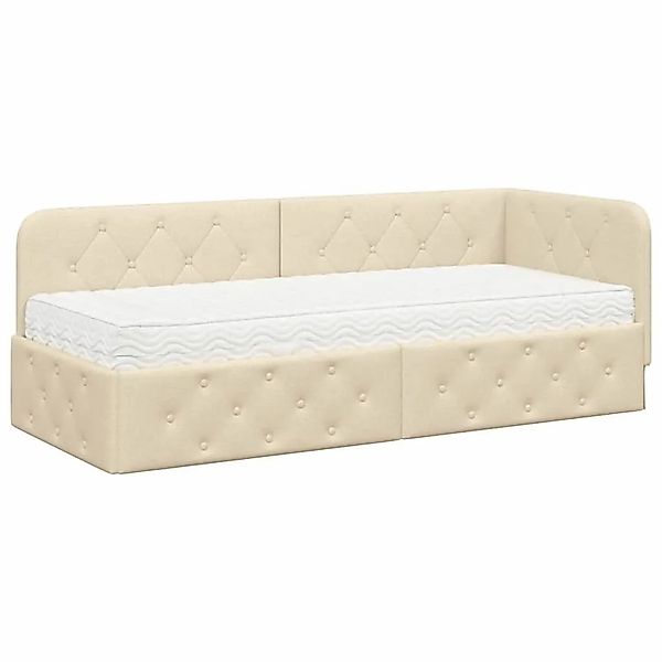 vidaXL Eckbettgestell mit Matratze Creme 80 x 200 cm Stoff 3394035 günstig online kaufen